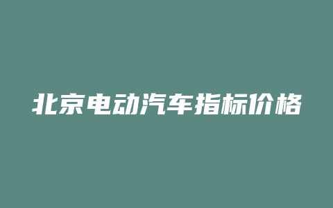 北京电动汽车指标价格