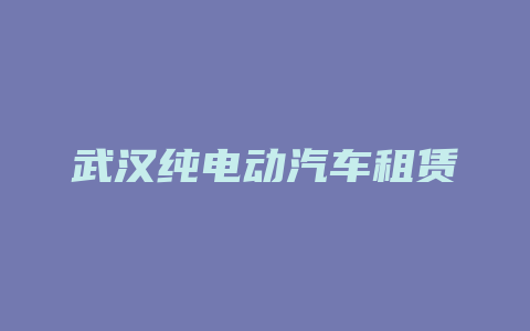 武汉纯电动汽车租赁