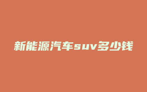 新能源汽车suv多少钱