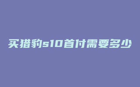 买猎豹s10首付需要多少