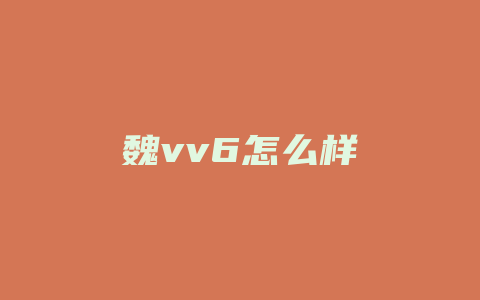 魏vv6怎么样