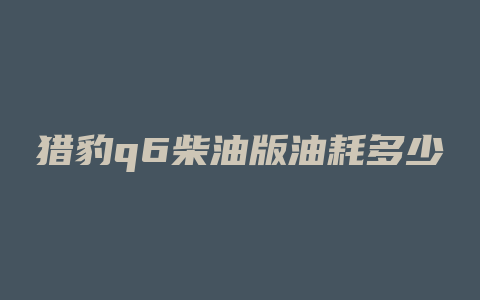 猎豹q6柴油版油耗多少