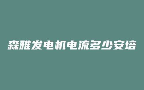 森雅发电机电流多少安培