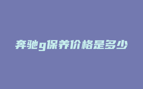 奔驰g保养价格是多少