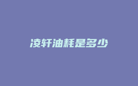 凌轩油耗是多少