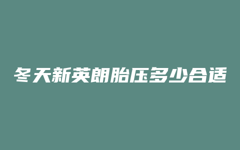 冬天新英朗胎压多少合适