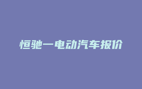 恒驰一电动汽车报价