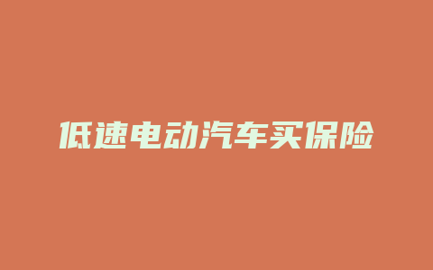 低速电动汽车买保险