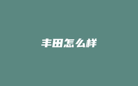 丰田怎么样